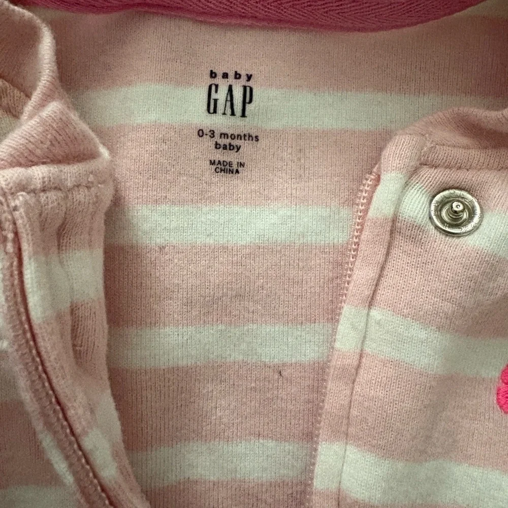 OshKosh B'gosh Gray Bear and Baby Gap Pink Striped Footies Bundle